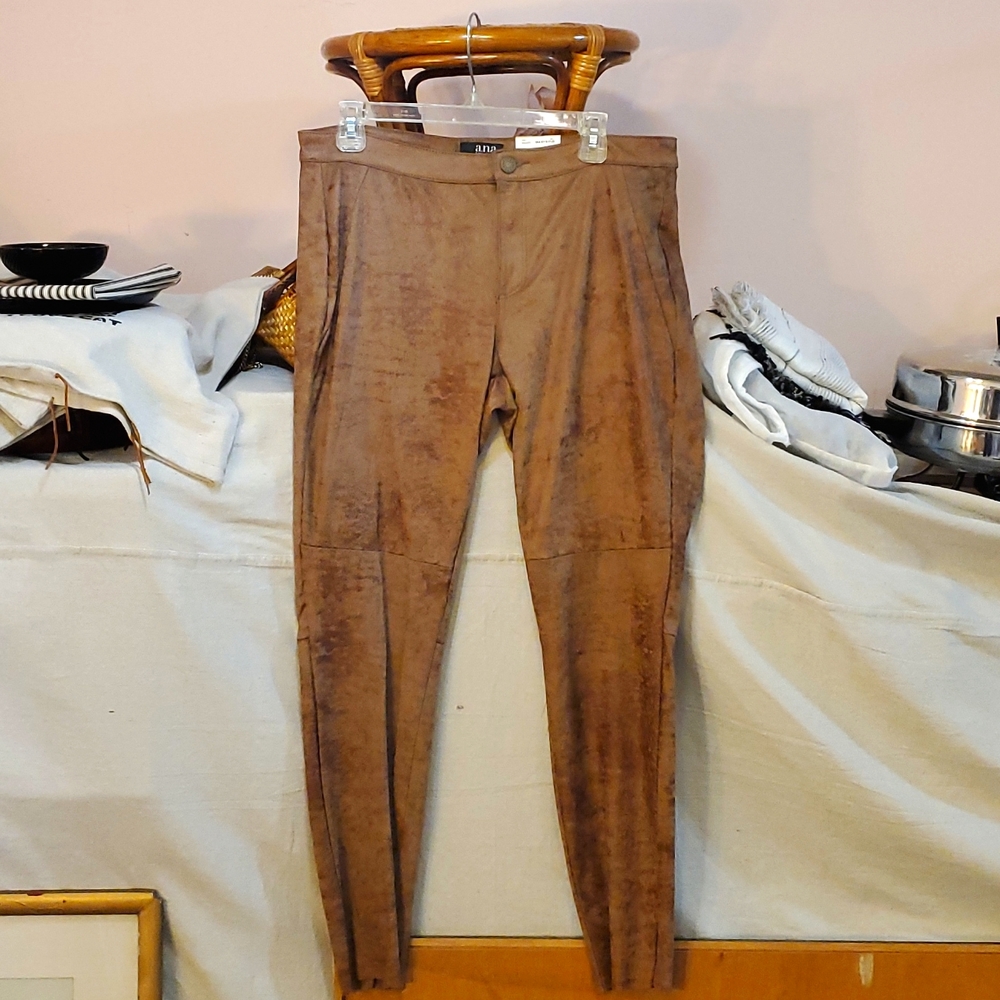 NWT a.n.a. faux leather pants brown stretch material by JCP size 31/12